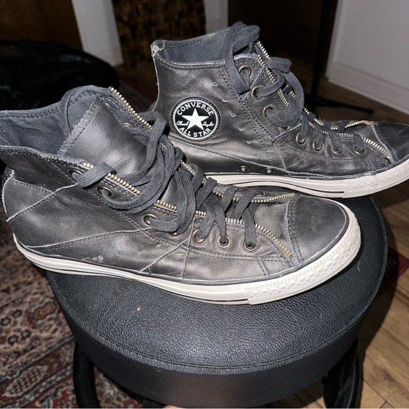 Converse Motorcycle Zip Jacket Chuck Taylors Men's black High-Top Sneakers - Picture 1 of 11